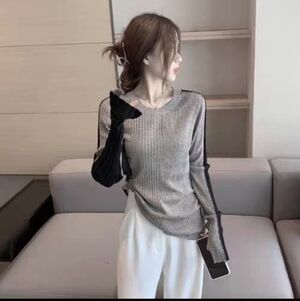 Ribbed Gray Sweater